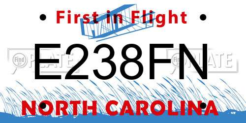 E238FN North Carolina License Plate