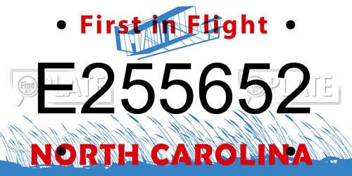 E255652 North Carolina License Plate
