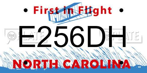 E256DH North Carolina License Plate