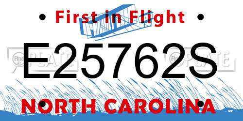 E25762S North Carolina License Plate