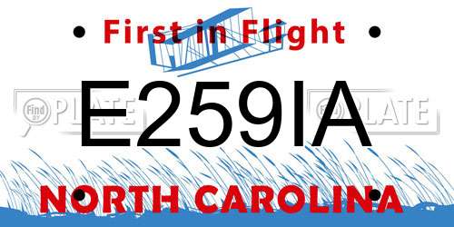 E259IA North Carolina License Plate