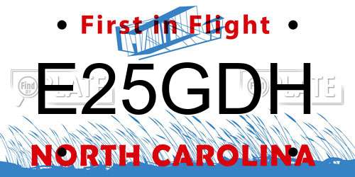 E25GDH North Carolina License Plate