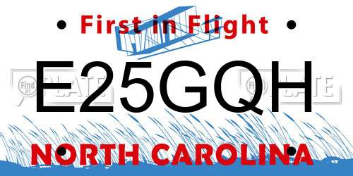 E25GQH North Carolina License Plate