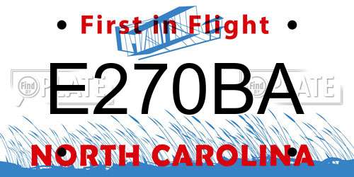 E270BA North Carolina License Plate