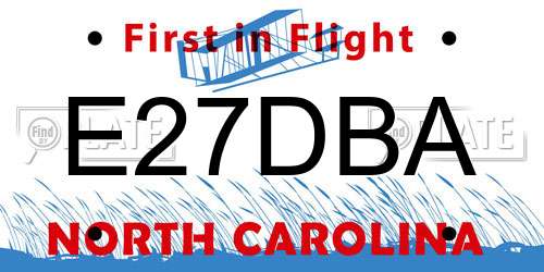 E27DBA North Carolina License Plate