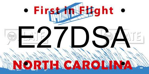 E27DSA North Carolina License Plate
