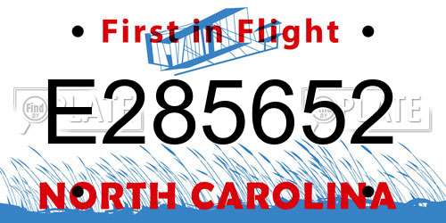 E285652 North Carolina License Plate