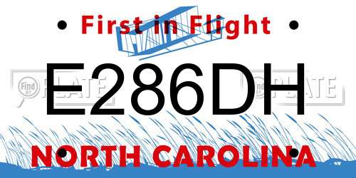 E286DH North Carolina License Plate