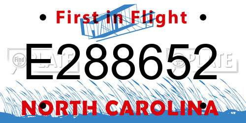 E288652 North Carolina License Plate