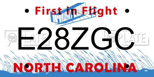 E28ZGC North Carolina License Plate