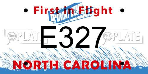 E327 North Carolina License Plate