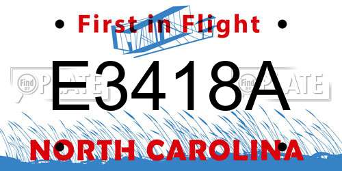 E3418A North Carolina License Plate