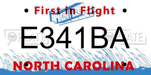 E341BA North Carolina License Plate