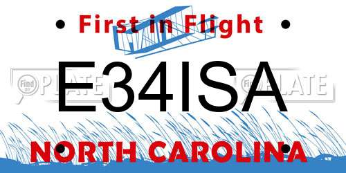 E34ISA North Carolina License Plate