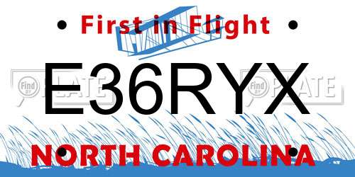E36RYX North Carolina License Plate