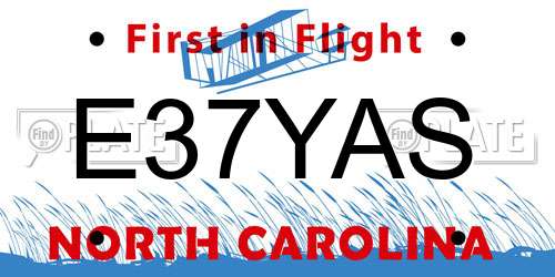 E37YAS North Carolina License Plate