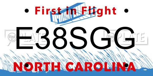 E38SGG North Carolina License Plate