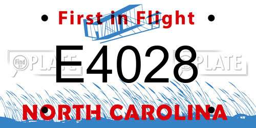 E4028 North Carolina License Plate