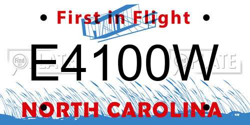 E4100W North Carolina License Plate