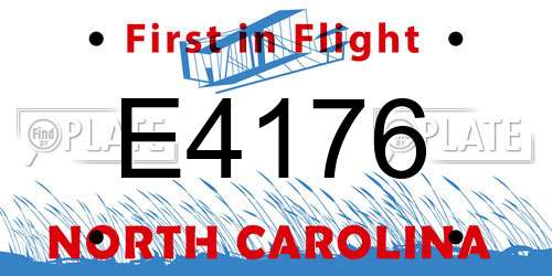 E4176 North Carolina License Plate