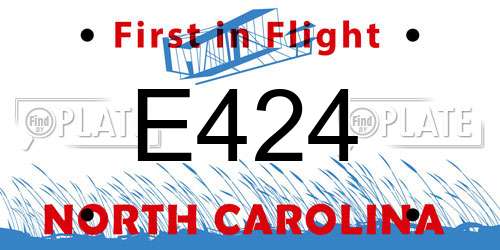 E424 North Carolina License Plate