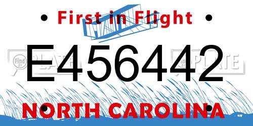 E456442 North Carolina License Plate