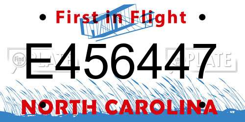 E456447 North Carolina License Plate