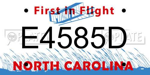 E4585D North Carolina License Plate