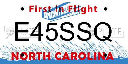 E45SSQ North Carolina License Plate