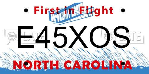 E45XOS North Carolina License Plate
