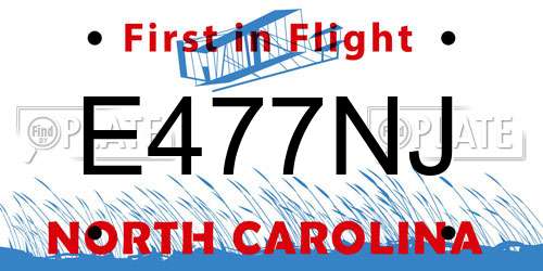 E477NJ North Carolina License Plate