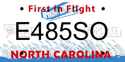 E485SO North Carolina License Plate