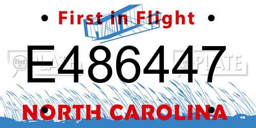 E486447 North Carolina License Plate