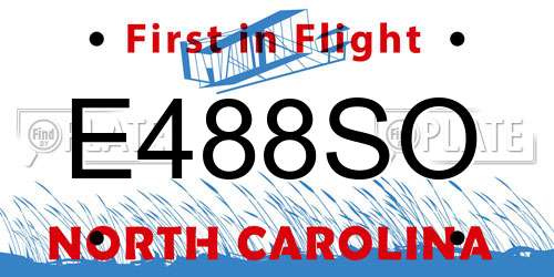 E488SO North Carolina License Plate