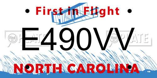 E490VV North Carolina License Plate