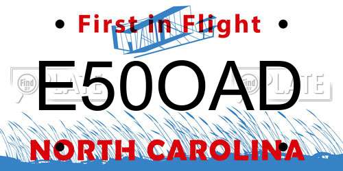 E50OAD North Carolina License Plate