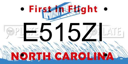E515ZI North Carolina License Plate