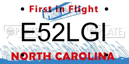 E52LGI North Carolina License Plate