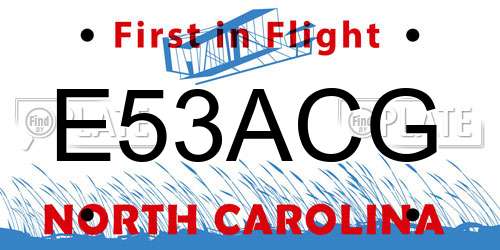 E53ACG North Carolina License Plate