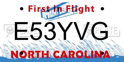 E53YVG North Carolina License Plate