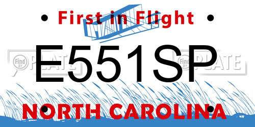 E551SP North Carolina License Plate