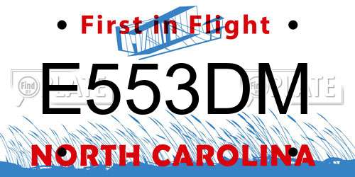 E553DM North Carolina License Plate