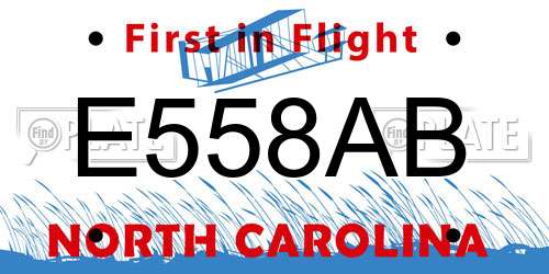 E558AB North Carolina License Plate