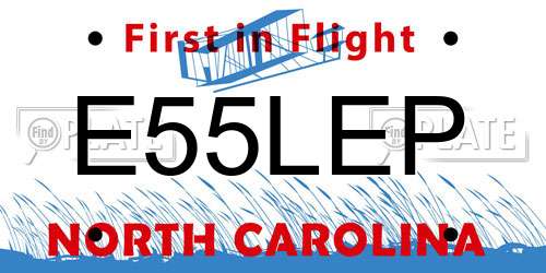 E55LEP North Carolina License Plate