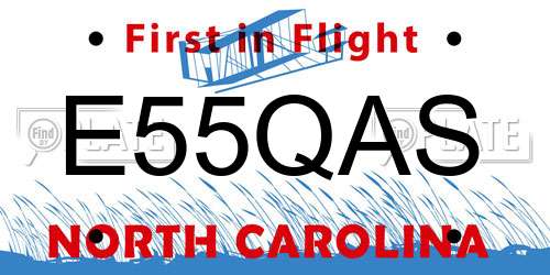 E55QAS North Carolina License Plate
