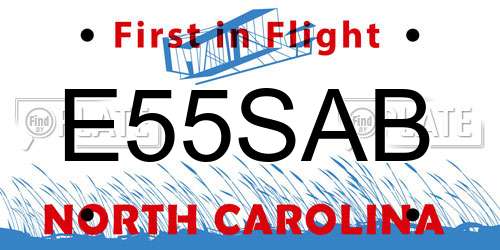 E55SAB North Carolina License Plate