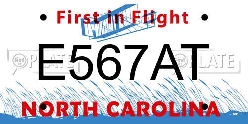 E567AT North Carolina License Plate