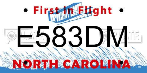 E583DM North Carolina License Plate