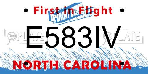 E583IV North Carolina License Plate
