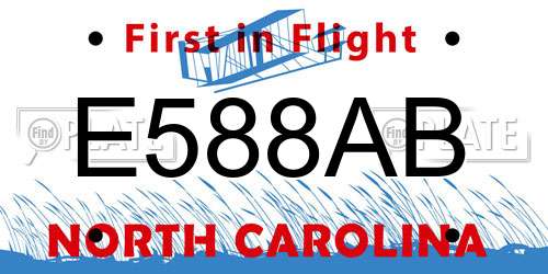 E588AB North Carolina License Plate